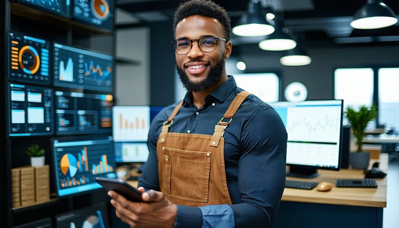 Business owner using digital solutions to manage operations efficiently